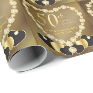 50th Golden Wedding Anniversary   DIY Text Wrapping Paper