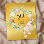 50th Golden Wedding Anniversary Floral Gold Foil Fleece Blanket<br><div class="desc">Featuring a delicate watercolor floral garland on a gold foil background,  this chic botanical 50th wedding anniversary keepsake fleece blanket can be personalised with your special anniversary information in elegant typography. Designed by Thisisnotme©</div>