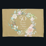 50th Golden Wedding Anniversary Floral Gold Pillowcase<br><div class="desc">Featuring a delicate watercolor floral garland,  this chic botanical 50th wedding anniversary keepsake can be personalised with your special anniversary information in elegant typography on a gold background. Designed by Thisisnotme©</div>