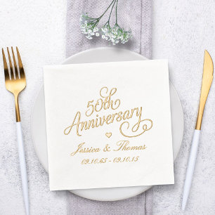 50th Golden Wedding Anniversary Foil Napkins