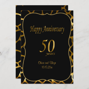 50th Golden Wedding Anniversary   Giraffe Pattern Invitation