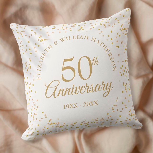 50th Golden Wedding Anniversary Gold Confetti Cushion (Creator Uploaded)