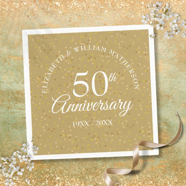 50th Golden Wedding Anniversary Gold Confetti Napkin (50th Golden Wedding Anniversary Gold Confetti Napkins)