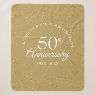 50th Golden Wedding Anniversary Gold Confetti Sherpa Blanket