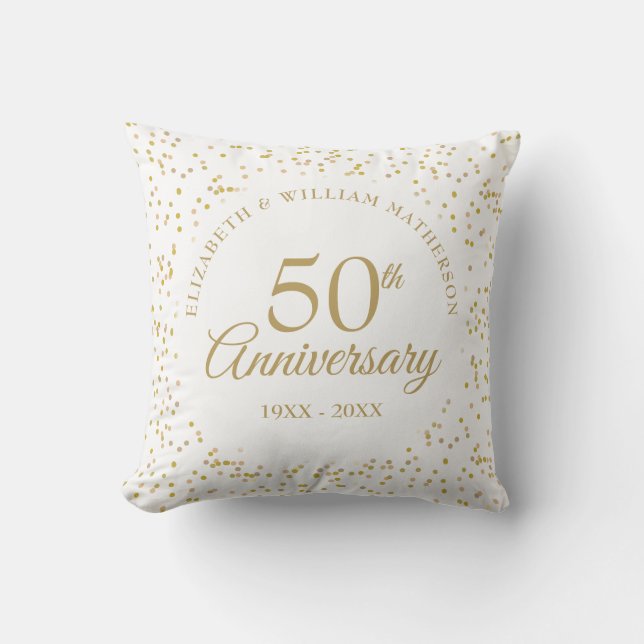 50th Golden Wedding Anniversary Gold Dust Photo Cushion (Front)