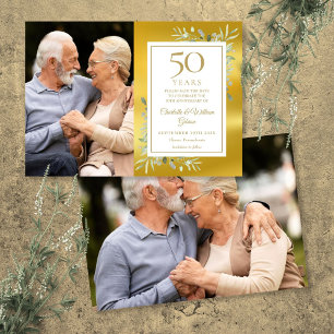 50th Golden Wedding Anniversary Greenery 2 Photos Save The Date
