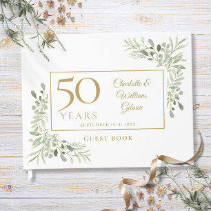 50th Golden Wedding Anniversary Greenery Guest Book