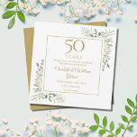 50th Golden Wedding Anniversary Greenery Square Save The Date<br><div class="desc">Featuring delicate watercolor country garden greenery,  this chic save the date anniversary invitation can be personalised with your special 50 years anniversary celebration information,  with a golden background on the reverse. Designed by Thisisnotme©</div>