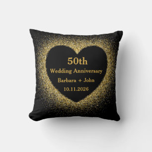 50th Golden Wedding Anniversary Heart  Cushion