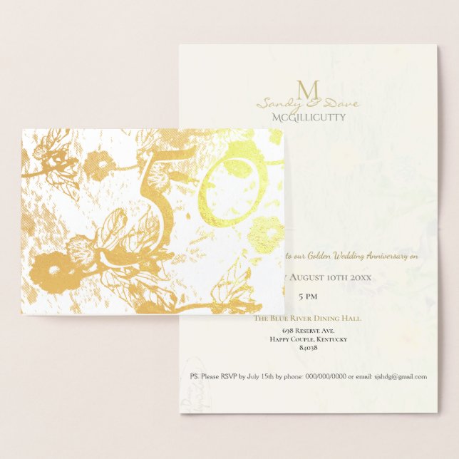 50th Golden Wedding Anniversary Invitation (Display)