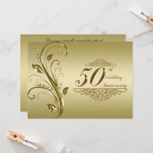 50th Golden Wedding Anniversary Invitation Card