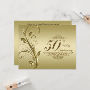 50th Golden Wedding Anniversary Invitation Card