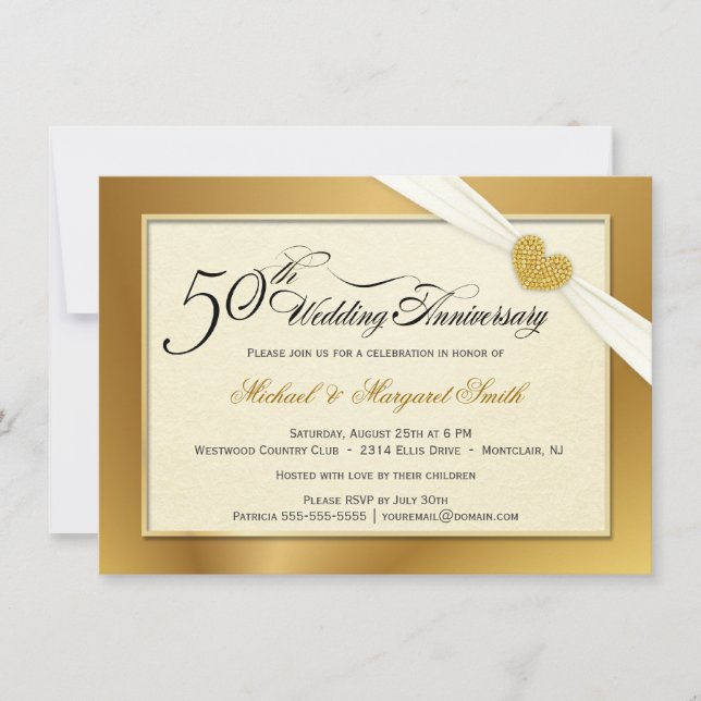 50th Golden Wedding Anniversary Invitations (Front)