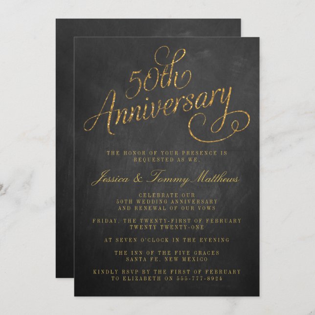 50th Golden Wedding Anniversary Invitations (Front/Back)