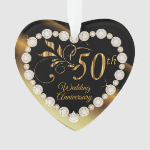 50th Golden Wedding Anniversary Keepsake Design Ornament