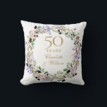 50th Golden Wedding Anniversary Lavender Floral Cushion<br><div class="desc">Featuring a delicate watercolor floral lavender garland,  this chic botanical 50th wedding anniversary keepsake pillow can be personalised with your special anniversary information in elegant gold text. Designed by Thisisnotme©</div>