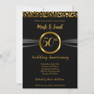 50th Golden Wedding Anniversary   Leopard  Invitation
