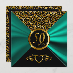 50th Golden Wedding Anniversary   Leopard Pattern Invitation