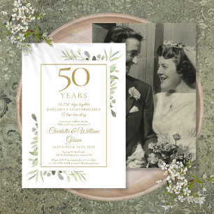 50th Golden Wedding Anniversary Memories Photo Invitation