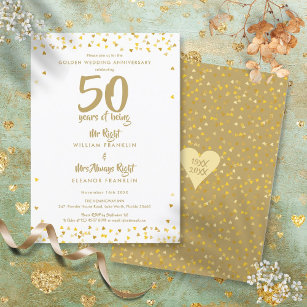 50th Golden Wedding Anniversary Mr Mrs Right Fun Invitation