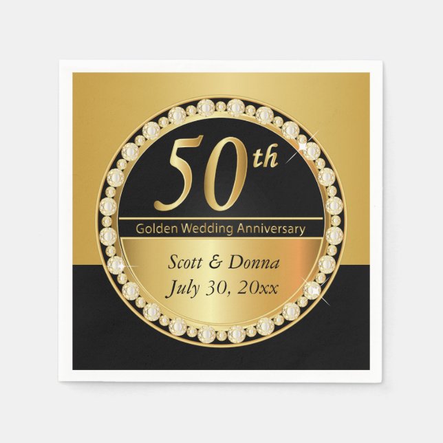 50th Golden Wedding Anniversary Napkin (Front)