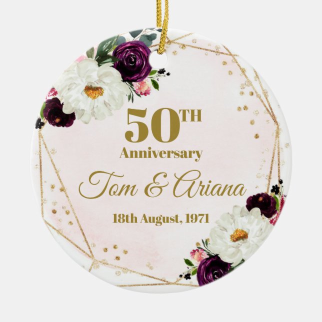 50th Golden Wedding Anniversary Ornament  (Front)