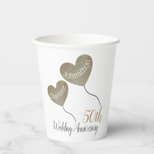 50th Golden Wedding Anniversary Paper Cups
