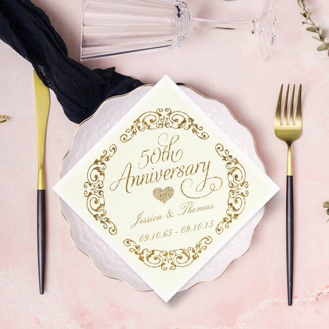 50th Golden Wedding Anniversary Paper Napkins (Creator Uploaded)