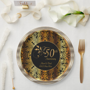50th Golden Wedding / Anniversary Paper Plate