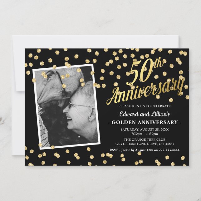 50th Golden Wedding Anniversary Party Invitation (Front)