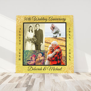 50th Golden Wedding Anniversary Personalised Photo Canvas Print