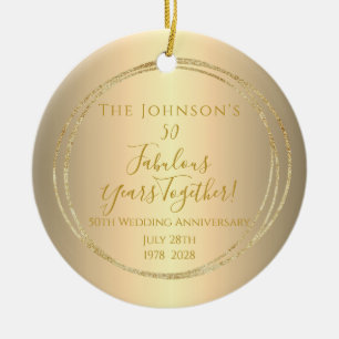 50th Golden Wedding Anniversary Personalized Ceramic Ornament