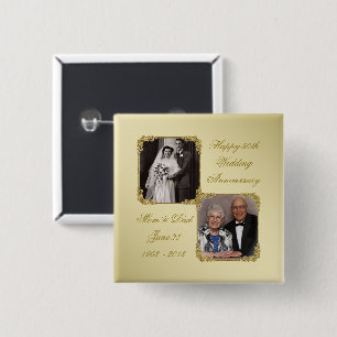 50th Golden Wedding Anniversary Photo Button