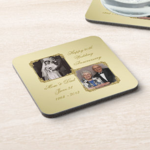 50th Golden Wedding Anniversary Photo Coaster