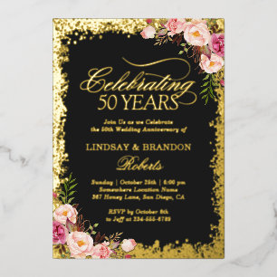 50th Golden Wedding Anniversary Photo Gold Glitter