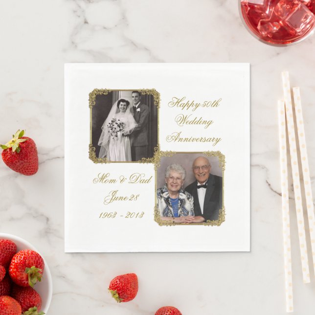 50th Golden Wedding Anniversary Photo Napkin (Insitu)