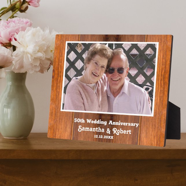 50th Golden Wedding Anniversary Photo Wood Plaque (50th Golden Wedding Anniversary Photo Plaque  to celabrate 50 years of togetherness.)
