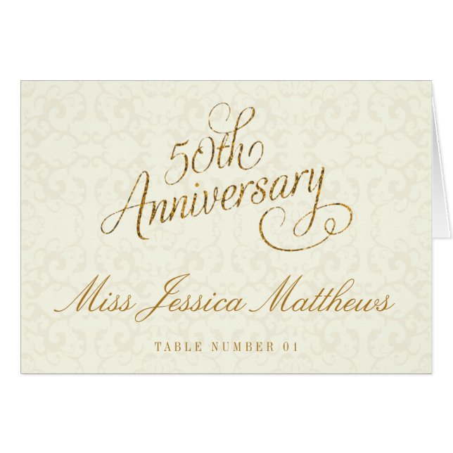 50th Golden Wedding Anniversary Place Cards (Front Horizontal)