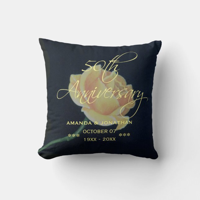 50th Golden Wedding Anniversary Rose Cushion (Front)