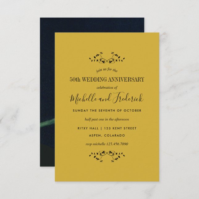 50th Golden Wedding Anniversary Rose invitation (Front/Back)