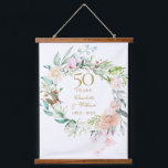 50th Golden Wedding Anniversary Roses Floral Hanging Tapestry<br><div class="desc">Featuring a delicate watercolor floral garland,  this chic botanical 50th wedding anniversary keepsake can be personalised with your special golden anniversary details set in elegant typography. Designed by Thisisnotme©</div>