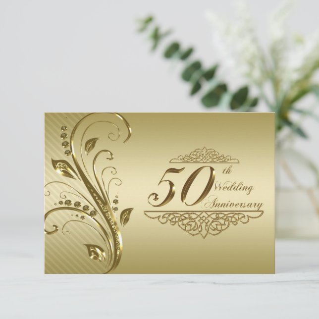 50th Golden Wedding Anniversary RSVP Card (Standing Front)