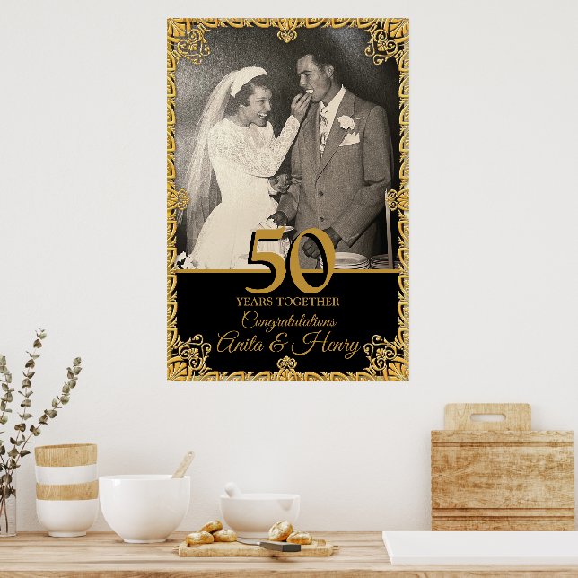 50th Golden Wedding Anniversary Welcome Sign Party (Kitchen)