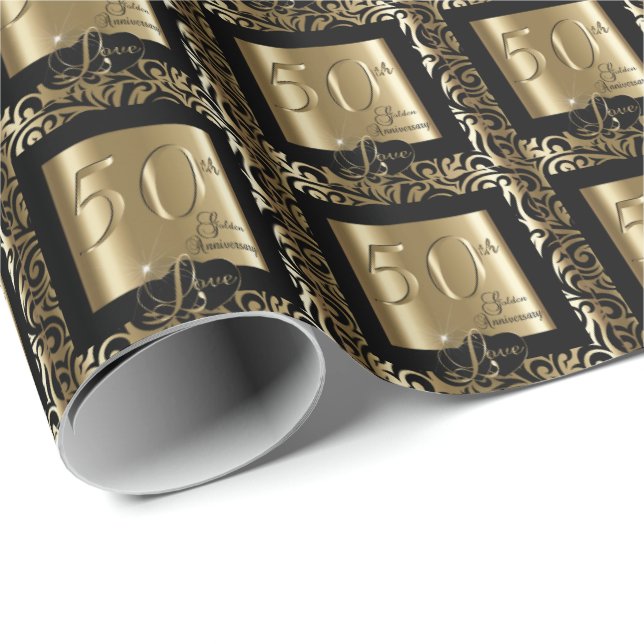 50th Golden Wedding Anniversary Wrapping Paper (Roll Corner)
