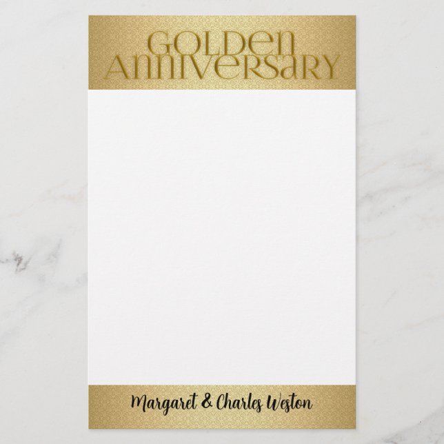 50th Golden Wedding Annivsersary Name Stationery (Front)