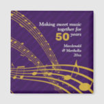 50th GOLDEN Wedding | MUSIC NOTES Magnet<br><div class="desc">Modern purple 50TH GOLDEN WEDDING ANNIVERSARY Magnet, including musical staves and 50 in GOLD against a deep PURPLE background. The main text reads MAKING SWEET MUSIC FOR 50 YEARS. There is CUSTOMIZABLE TEXT, which you can PERSONALIZE by adding the anniversary year, the names of the special couple and the current...</div>