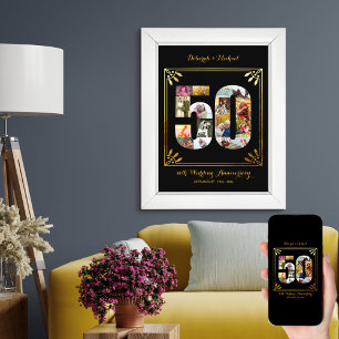 50th Golden Wedding Personalised Photo Collage Poster