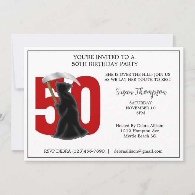 50th Grim Reaper Birthday Invitation (Front)