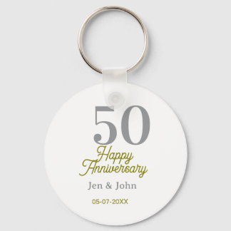 50th happy anniversary name date silver gold date  key ring