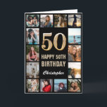 50th Happy Birthday Black and Gold Photo Collage Card<br><div class="desc">50th Happy Birthday Black and Gold Photo Collage Birthday Card. For further customisation,  please click the "Customise it" button and use our design tool to modify this template.</div>